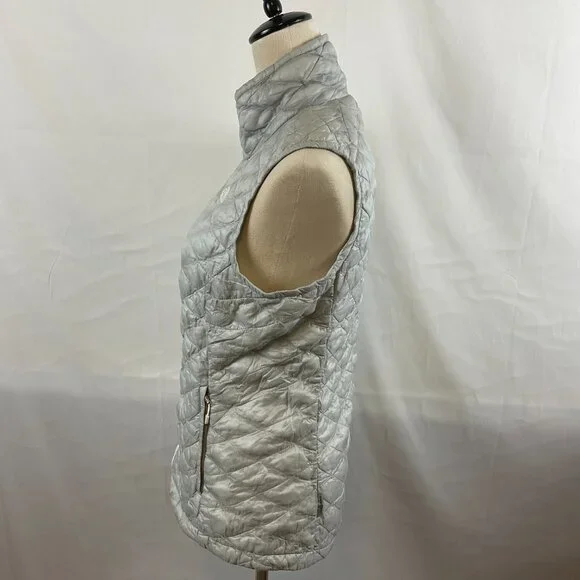 The North Face Quilted Vest S Light Gray Full Zipper Pockets - Picture 6 of 12